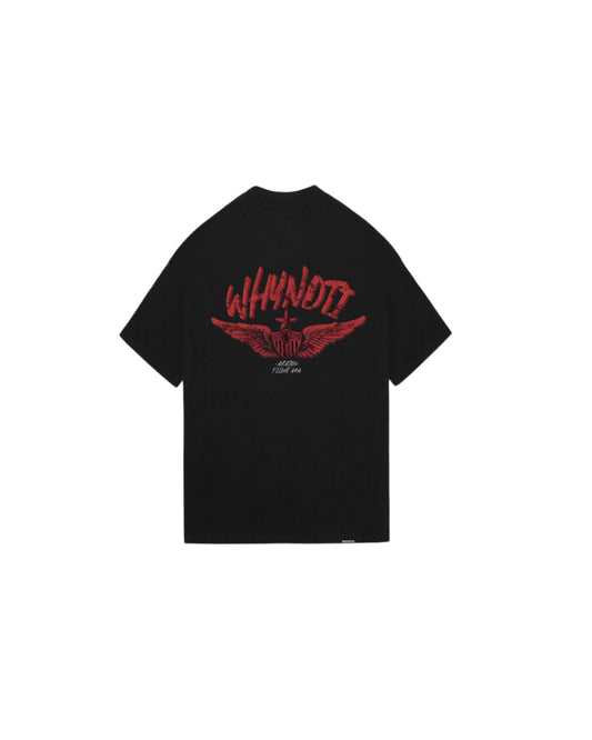 Red Pilots badge T-shirt (Black)